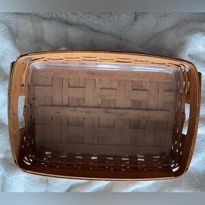 Longaberger serving tray with open handles and hard plastic liner